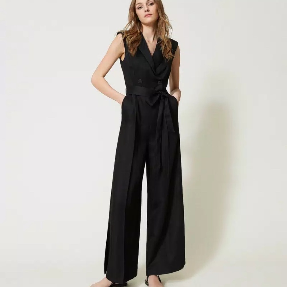 Twinset Milano Long linen blend jumpsuit